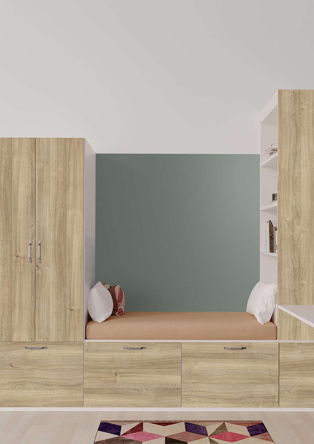 10107 Karlstad Oak combined with Uni Pine Green